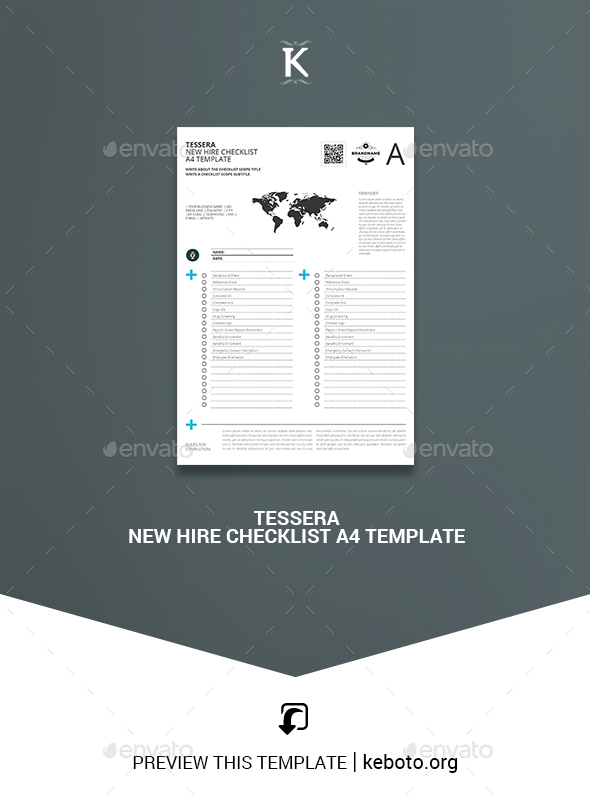 Tessera New Hire Checklist A4 Template - Miscellaneous Print Templates