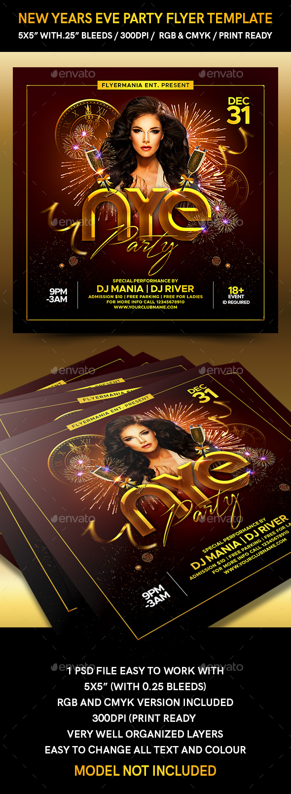 New Years Eve Party Flyer Template - Flyers Print Templates