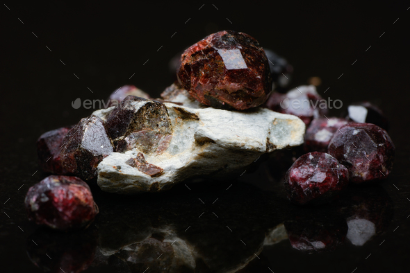 Uncut Garnet Stones Closeup - Stock Photo - Images