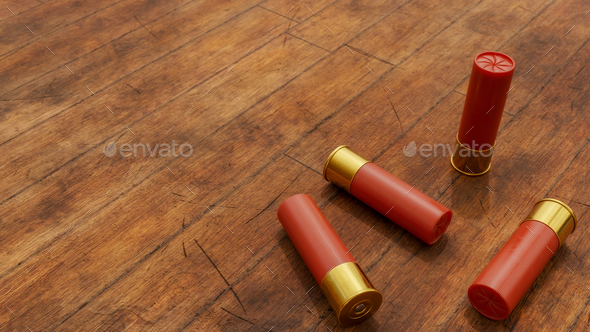 Rustic Shotgun Shells - 3D Illustration - Stock Photo - Images