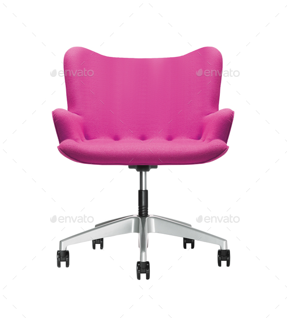The office chair from pink leather isolated on white background Stock Photo  by photobalance