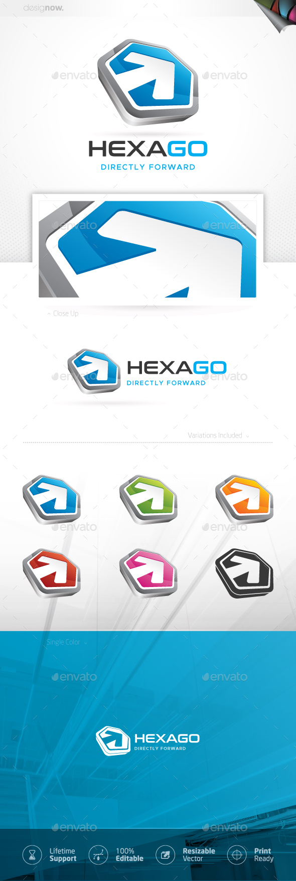 Hexagon Arrow Logo - Company Logo Templates