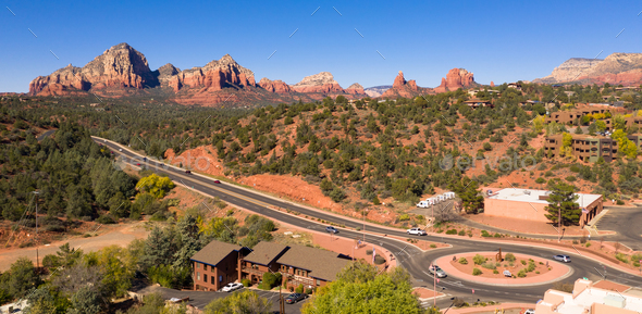 Over Red Rock Country Sedona Arizona Looking into Munds Park - Stock Photo - Images