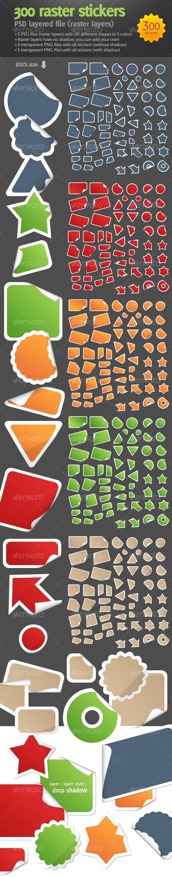 300 raster stickers - Decorative Symbols Decorative