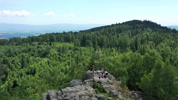 Aerial view of Rohacka peak near Margecany village in Slovakia alt