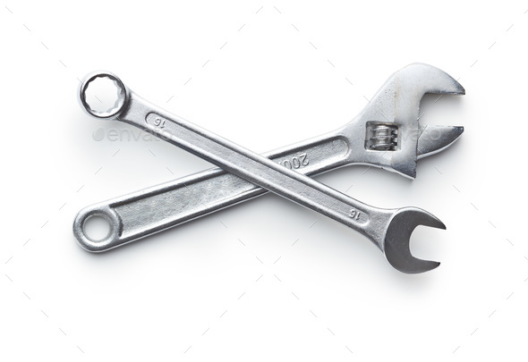 Chrome vanadium wrench. Industrial spanner. - Stock Photo - Images