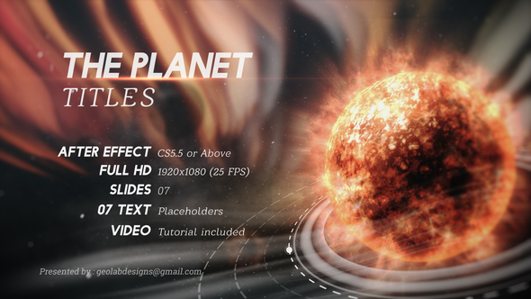 The Planet Titles Video Displays template preview