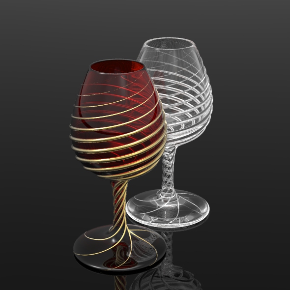 Spiralling Wine Glass - 3Docean 22918954