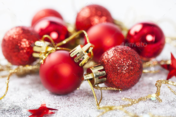 red christmas baubles