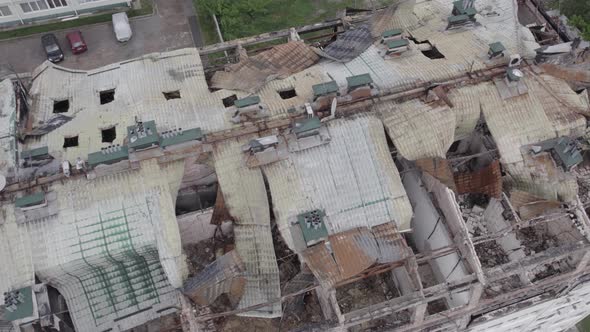 Ukraine  Building Destroyed By the War in Stoyanka Bucha District alt