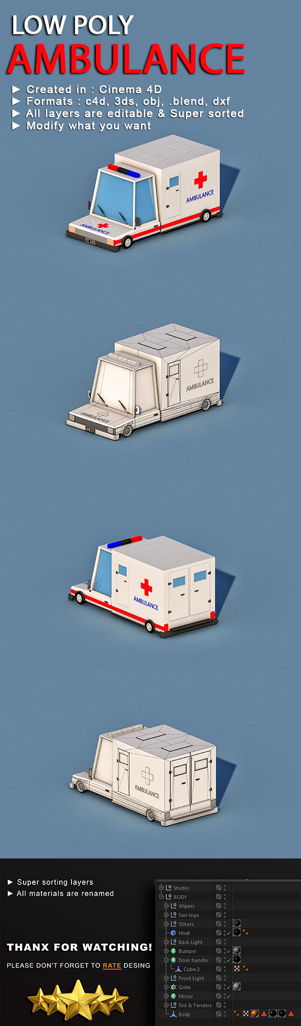 Cartoon Ambulance - 3Docean 22935779