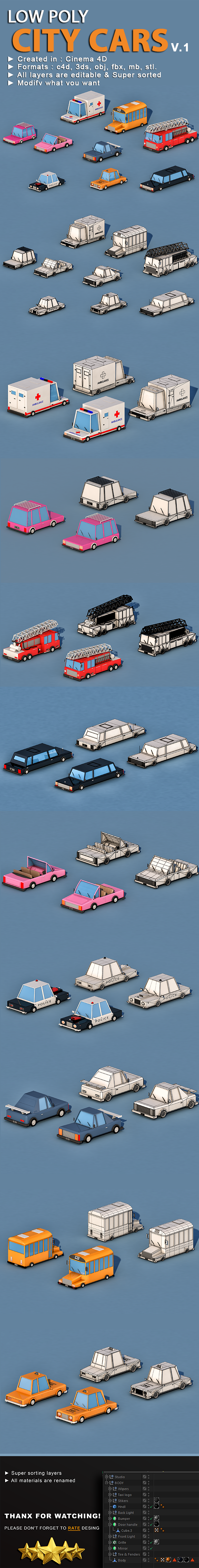 Cartoon City Cars - 3Docean 22935906