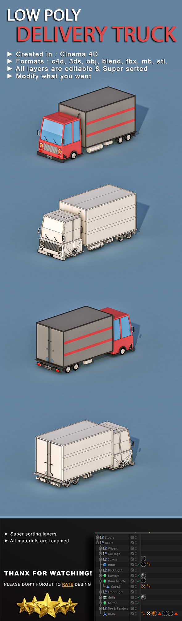 Cartoon Delivery Truck - 3Docean 22935922