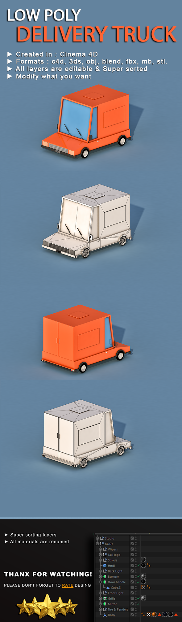 Cartoon Delivery Truck - 3Docean 22935930