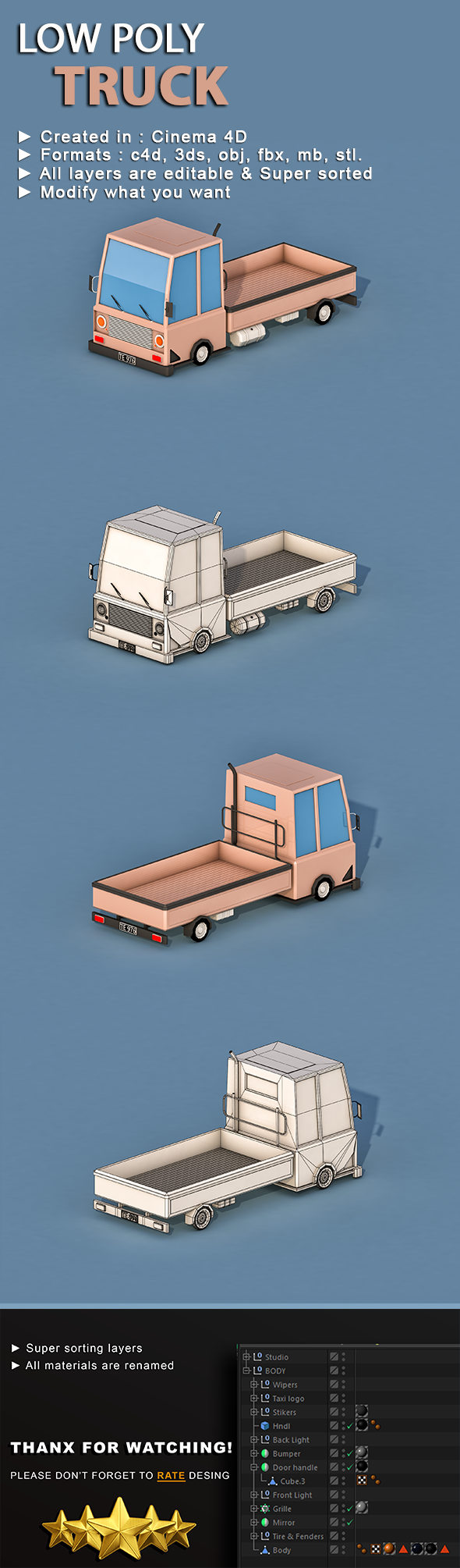 Cartoon Truck - 3Docean 22935940