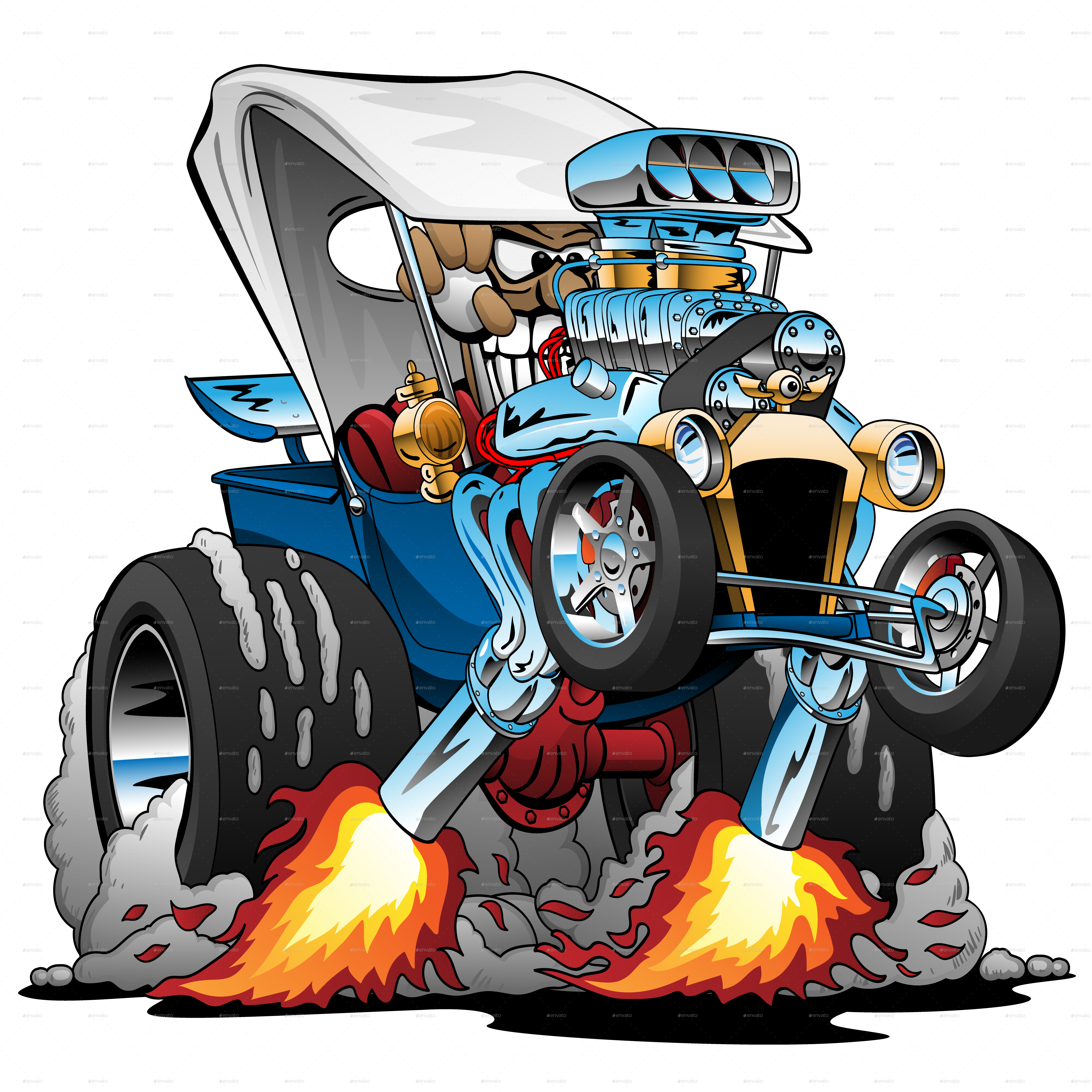 Custom T-Bucket Roadster Hotrod Cartoon by jeffhobrath | GraphicRiver