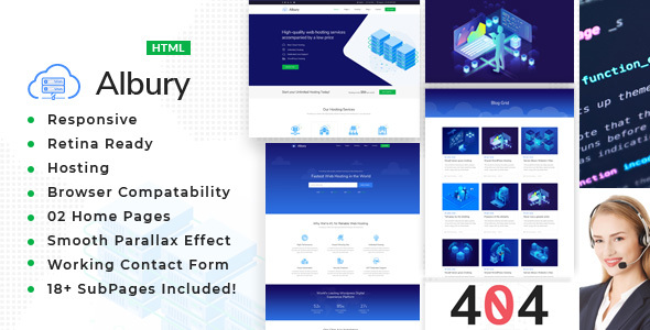 Marvelous Albury - Responsive Hosting, Domain and Technology Template