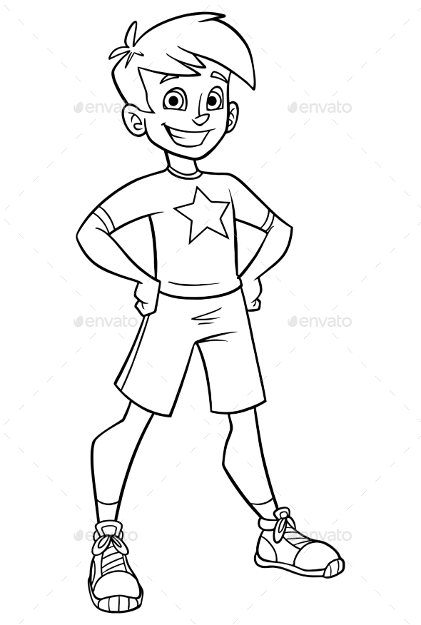 Little Boy Line Art, Vectors GraphicRiver