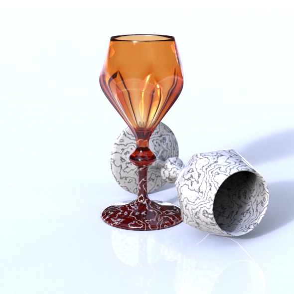 Faceted Wine Glass - 3Docean 22951843