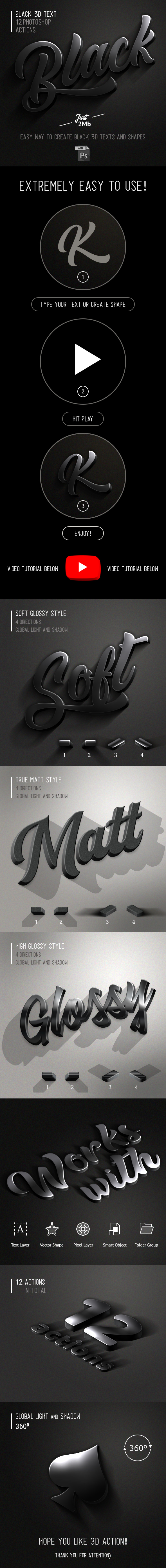 3D Black Photoshop Action