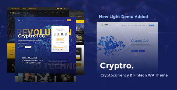 Cryptro - Cryptocurrency, Blockchain , Bitcoin & Financial Technology WordPress Theme - Business Corporate