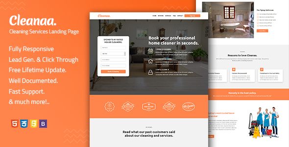 Cleanaa Cleaning Services Landing Page Template By Divine Store