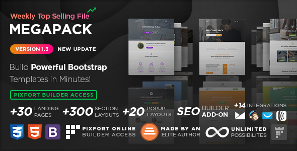 MEGAPACK â€“ Marketing HTML Landing Pages Pack + PixFort Page Builder Access