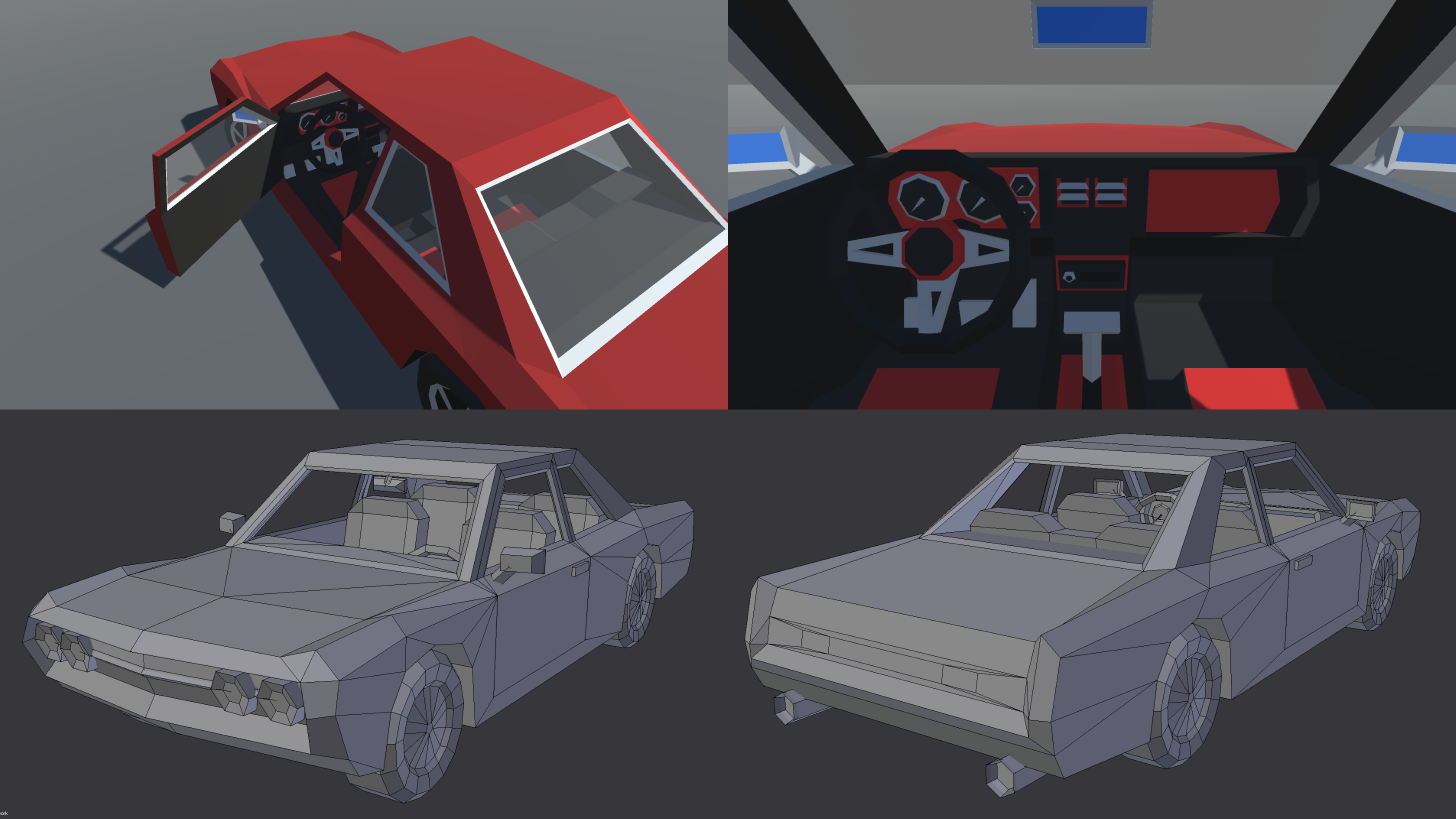  Low Poly 5  Muscle Cars With Interior Pack GAME READY by 