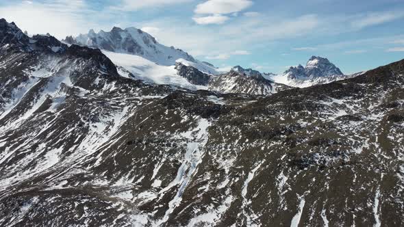 Aerial View of the mountains in Paso Del Viento and the Southern Patagonian Ice Field -Trekking Huem alt