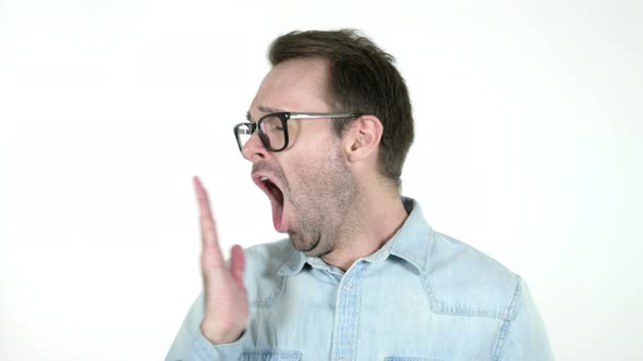 Yawning Man, White Background alt