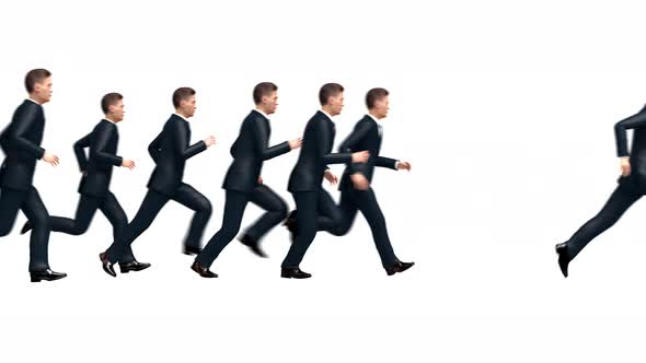 Running Crowd of Businessmen