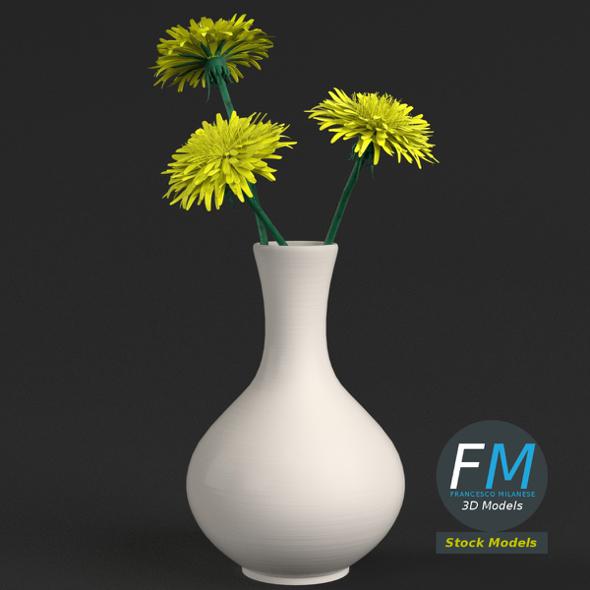 Dandelion flowers in a vase - 3DOcean Item for Sale