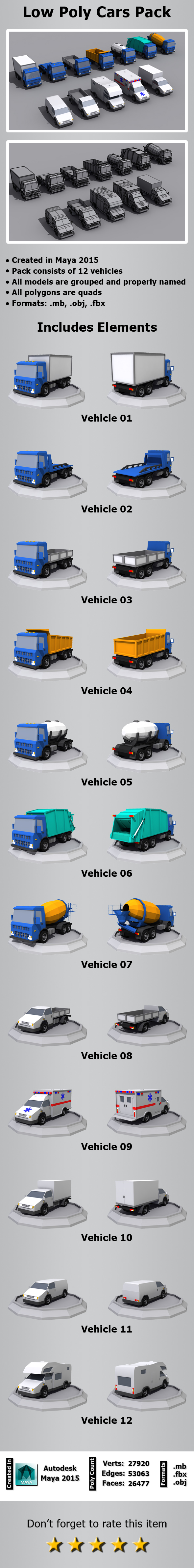 Low Poly Cars - 3Docean 22974621