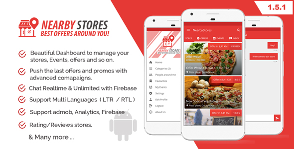NearbyStores - Offers, Events & Chat Realtime + Firebase 1.5 - CodeCanyon Item for Sale
