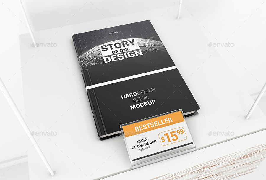 Hardcover Book With Price Tag Mockups, Graphics GraphicRiver