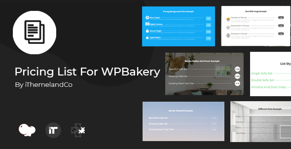 Pricing List For WPBakery Page Builder (Visual Composer)