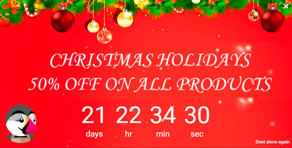 Christmas Holiday Popup Banner Discount Countdown