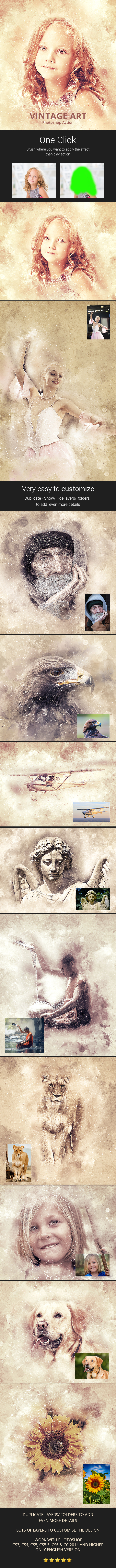 Vintage Art Photoshop Action - Photo Effects Actions