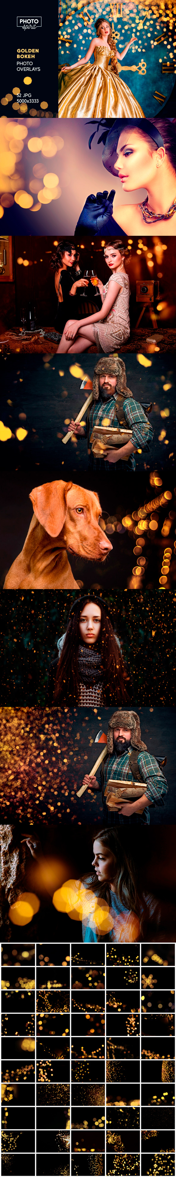Golden Bokeh Photo Overlay Effects
