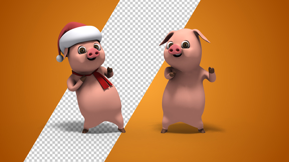 Santa Pig Christmas Dancing (2-Pack)