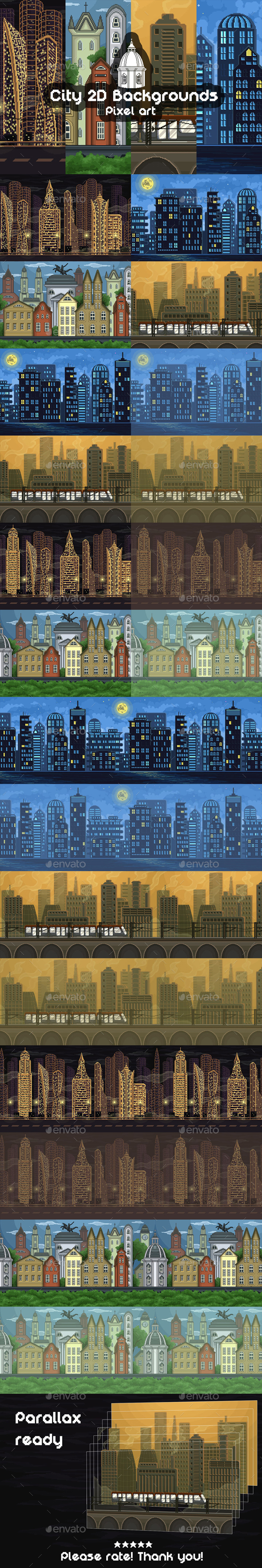 Pixel Art Background Game Assets from GraphicRiver