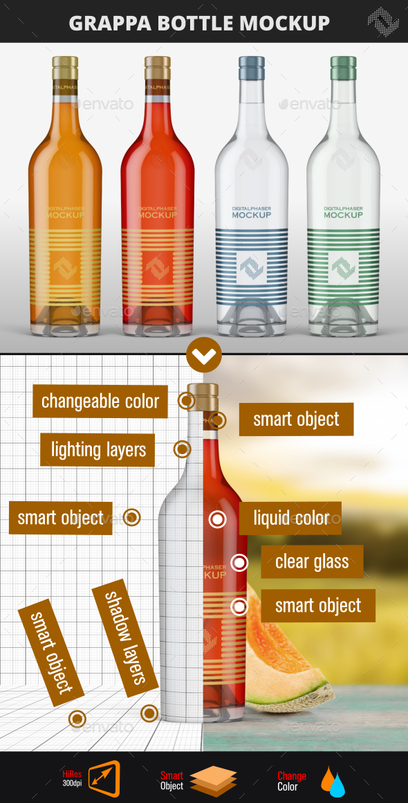 Download Grappa Bottle Mock Up By Fusionhorn Graphicriver