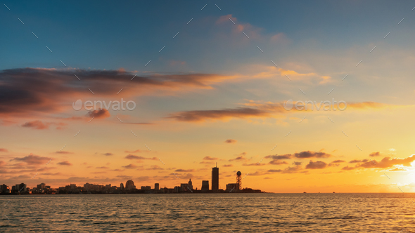 Batumi, Adjara, Georgia. Town In Sunset Sundown Time. Evening Sk - Stock Photo - Images