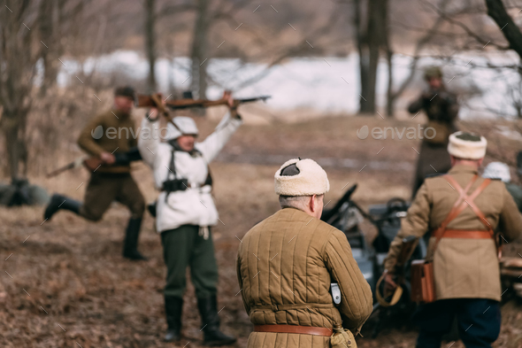 Re-enactors Dressed As Russian Soviet Soldiers Of World War II P - Stock Photo - Images