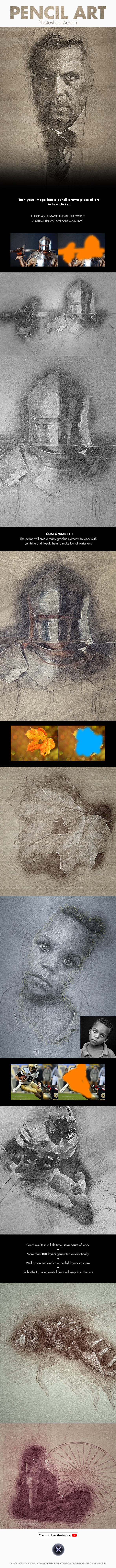 Pencil Art - Photoshop Action - Photo Effects Actions
