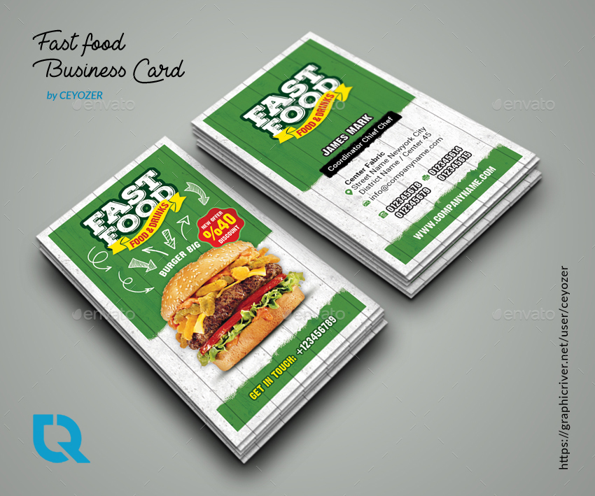 Fast Food Business Card, Print Templates 