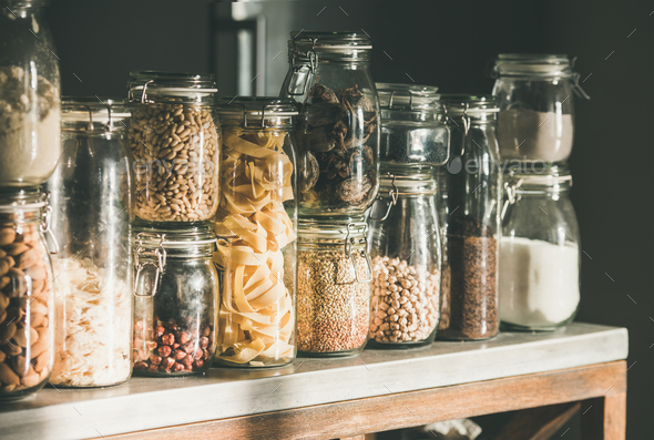 Rustic Kitchen Food Storage Arrangement Over Counter Stock Rustic Kitchen Food Storage Arrangement Over Counter Stock Photo Images