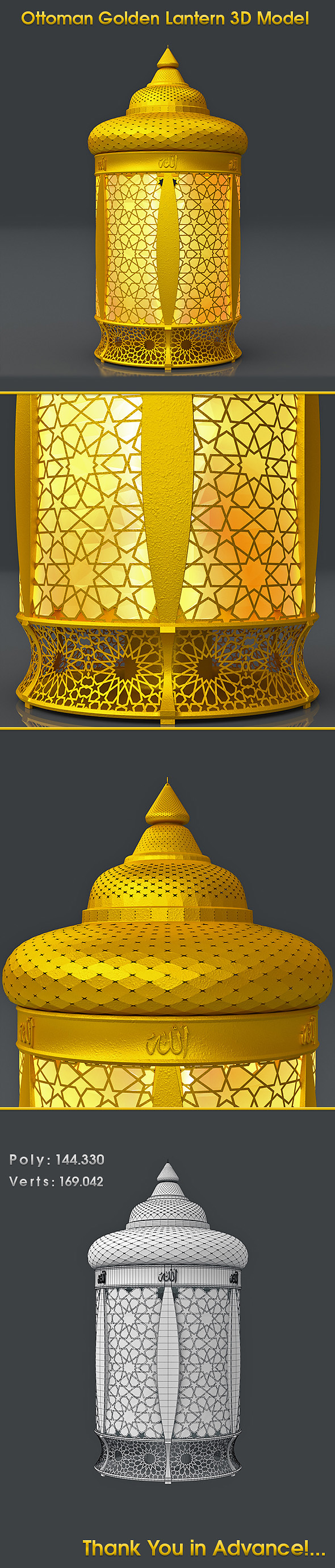 Ottoman Golden Lantern - 3Docean 23018970