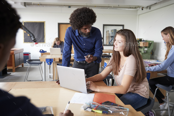 teacher talking to female