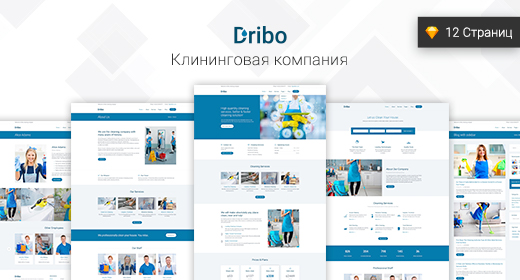 Dribo - Дизан сайта клининговой компании, sketch шаблон